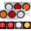 Led Rear Tail Lights Round LED 12 24V truck caravan silver plate show